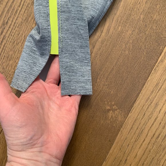 Zyia Grey Neon Yellow Racing Stripe High Rise Luxe Leggings Size 2 - Picture 4 of 13